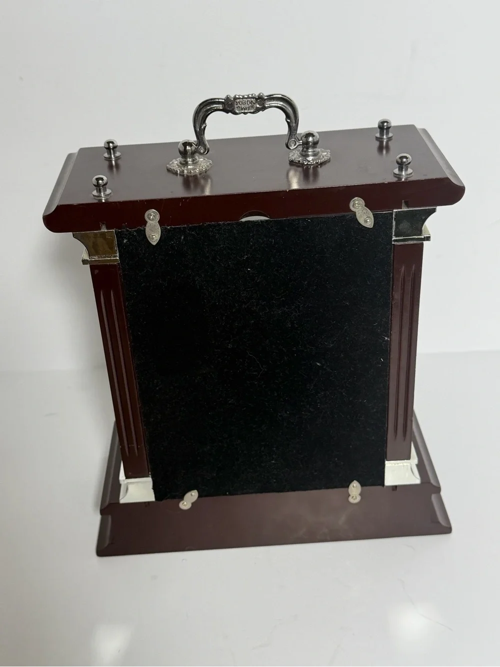 Vintage Wallace Silversmiths Mahogany Carriage Mantel Clock - Quartz, Works!